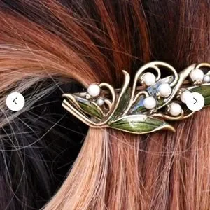 @htraude ❤️NWT Lily of The Valley Hair Clip  Bronze Pearls&Enamel. Amazon.com : 1PC Pink Lily of The Valley Flower Hair Clips  main image 3